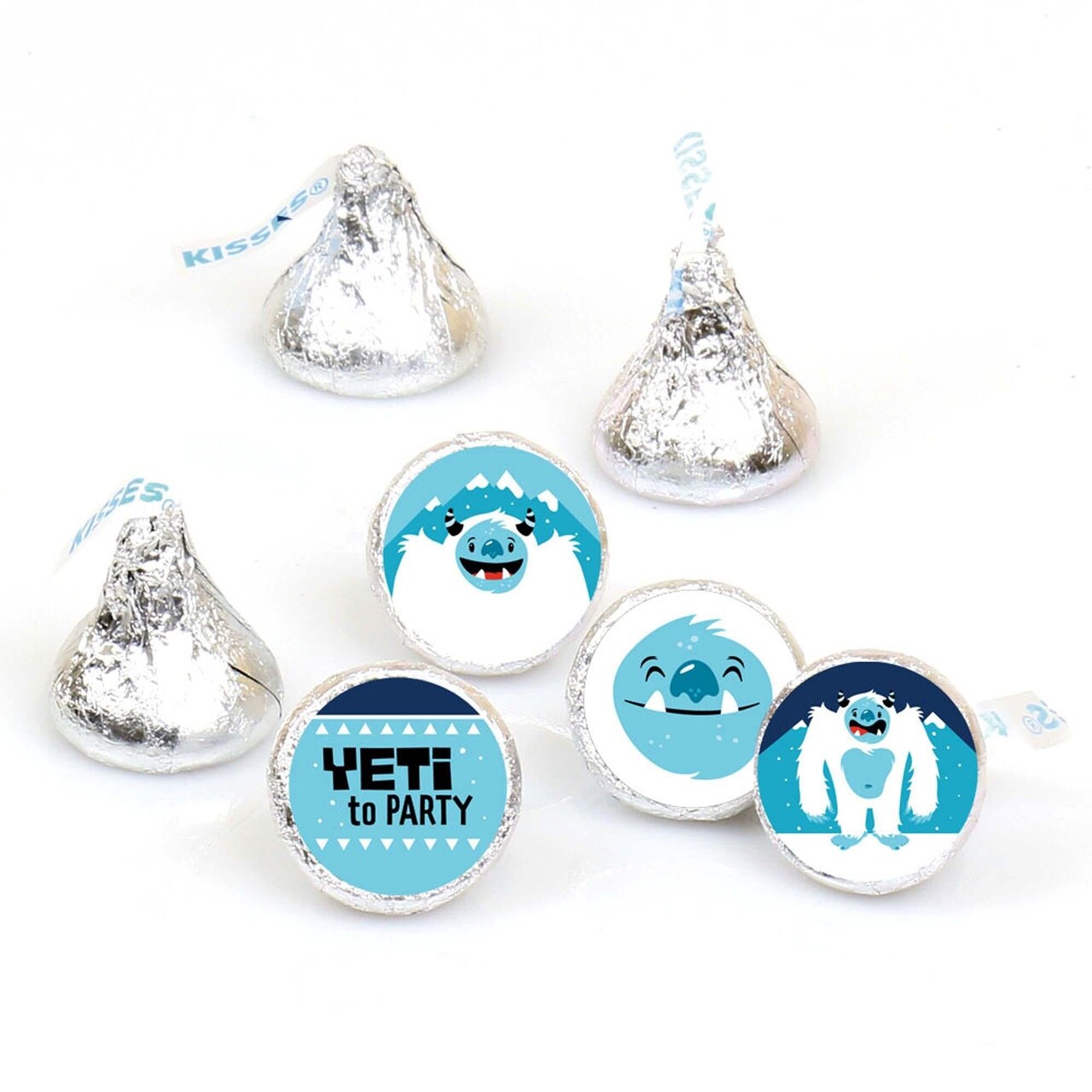 Big Dot of Happiness Yeti to Party - Abominable Snowman Birthday Party Round Candy Sticker Favors - Labels Fits Chocolate Candy (1 sheet of 108)